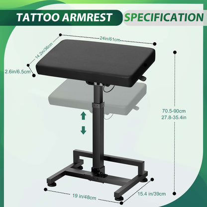 POARMEEY XXL Tattoo Armrest Stand with Legrest Large Tattoo Armrest with Flip Handle for Easy Angle Adjustment Upgraded Hydraulic Armrest with Foot Pedal to Adjust Height