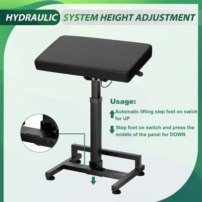 POARMEEY XXL Tattoo Armrest Stand with Legrest Large Tattoo Armrest with Flip Handle for Easy Angle Adjustment Upgraded Hydraulic Armrest with Foot Pedal to Adjust Height