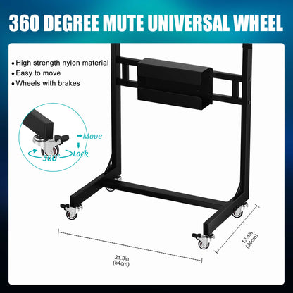 POARMEEY Stainless Steel Tattoo Tray Cart on Wheels, Service Rolling Tray with Extension Rotatable Table Stand, Tattoo Storage Utility Tray for Salon Spa Dental Use