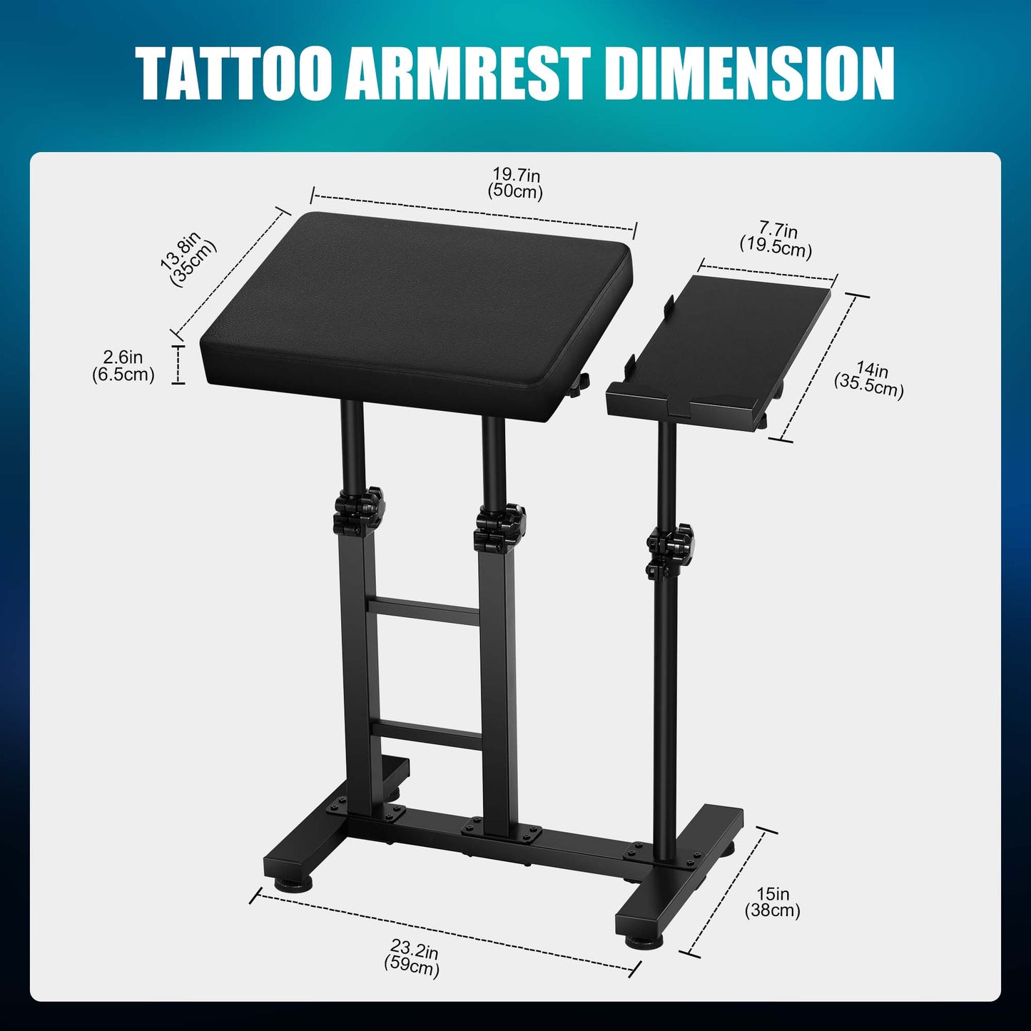Poarmeey XXL Tattoo Arm Rest Stand with Adjustable Tattoo Tray for iPad Professional Oversized Armrest and Holder Stand Combination