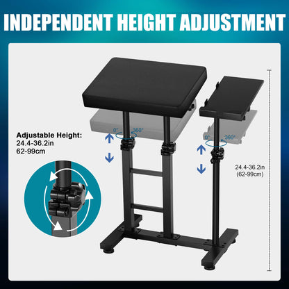 Poarmeey XXL Tattoo Arm Rest Stand with Adjustable Tattoo Tray for iPad Professional Oversized Armrest and Holder Stand Combination