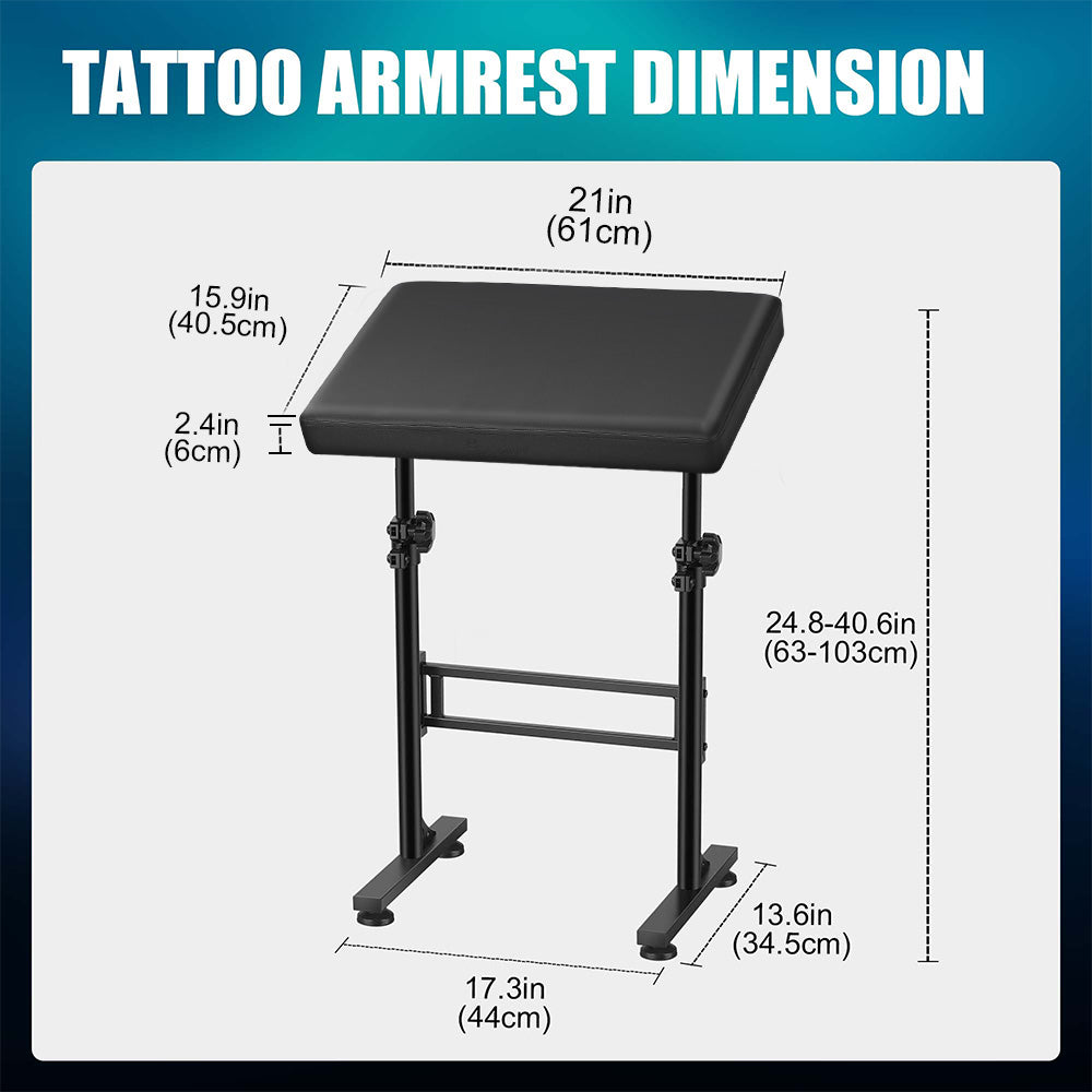 POARMEEY XXL Tattoo Arm Rest Stand Professional Tattoo Armrest with Large Soft Pillow and Adjustable Hight Angle for Studio