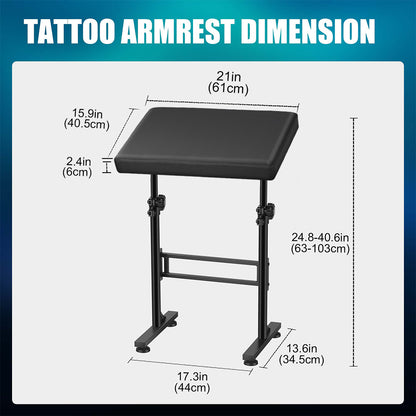 POARMEEY XXL Tattoo Arm Rest Stand Professional Tattoo Armrest with Large Soft Pillow and Adjustable Hight Angle for Studio