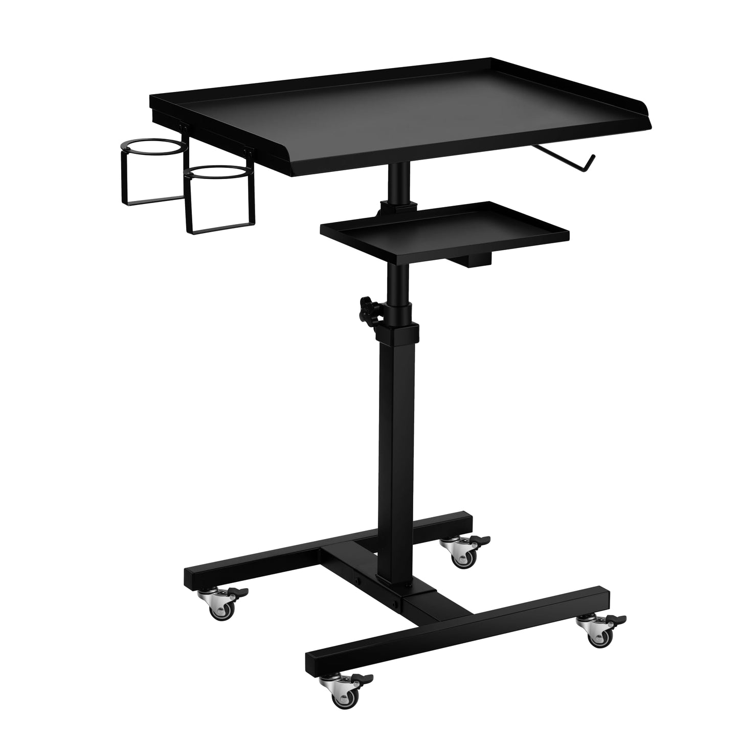 POARMEEY Premium Large Double Tier Rolling Workstation Table with 360 Degree Mute Universal Wheel for Tattoo Work,Beauty Salon Spa Stools Service Storage Tray