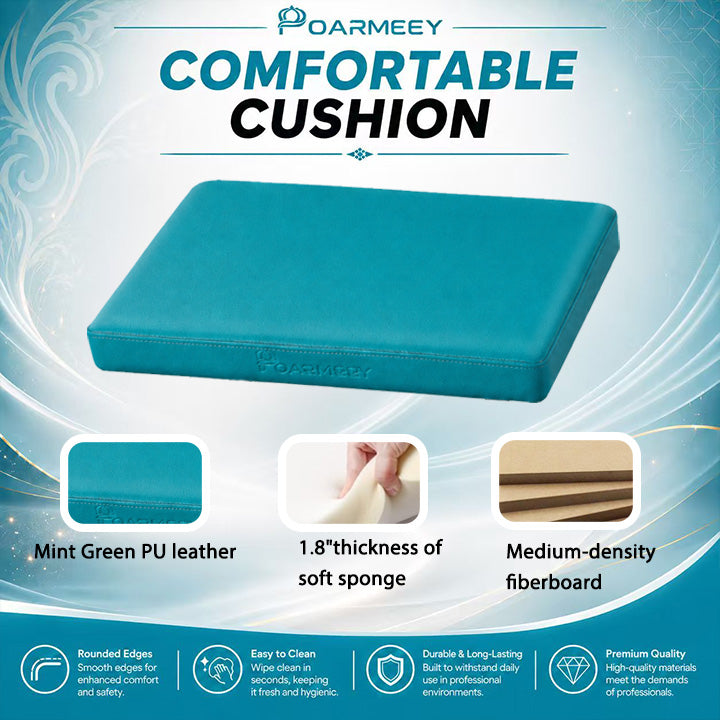 POARMEEY Tattoo Arm Rest XXL Height Adjustable for Tattoo Studio Mint Green，Height 68-97 cm Soft Sponge Cushion 180° Tilt Professional Use Easy to Clean Sturdy Metal Frame for Tattoo Artists