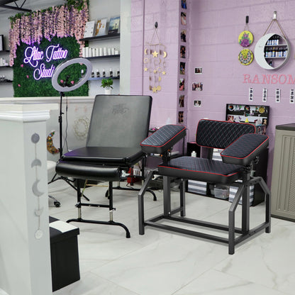 Poarmeey Tattoo Arm Rest Combo Tattoo Chair for Artist Two Large Tattoo Arm Rest Stand with Adjustable High Angle XXL Tattoo Chair with Backrest for Tattoo Studio