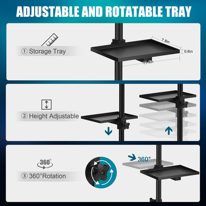 POARMEEY Stainless Steel Tattoo Tray with Wheels Trolley Adjustable Height Tattoo Workstation Rolling Tray for Studio Salon & Spa