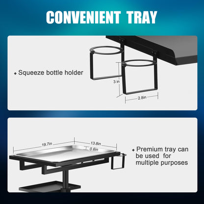 POARMEEY Stainless Steel Tattoo Tray with Wheels Trolley Adjustable Height Tattoo Workstation Rolling Tray for Studio Salon & Spa