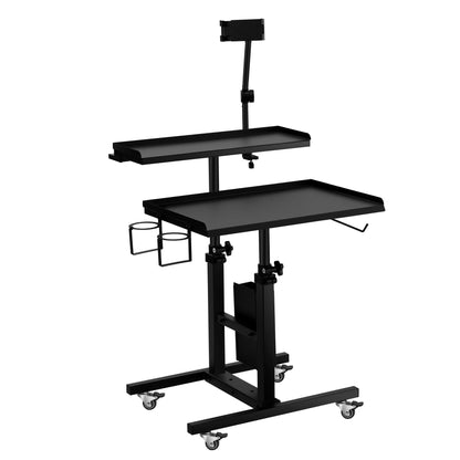 POARMEEY Premium Tattoo Salon Tray Adjustable Double Tier Tattoo Workstation with Wheels for Studio