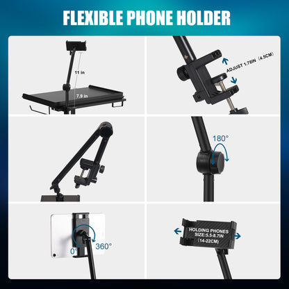 POARMEEY Premium Tattoo Salon Tray Adjustable Double Tier Tattoo Workstation with Wheels for Studio