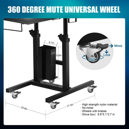 POARMEEY Premium Tattoo Salon Tray Adjustable Double Tier Tattoo Workstation with Wheels for Studio