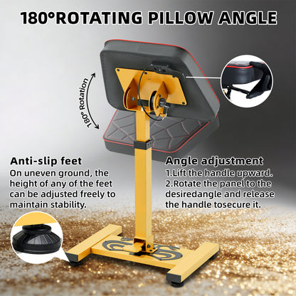 POARMEEY Large Tattoo Armrest with Gold Metal Frame,Tattoo Arm Rest Adjustable Height by Hydraulic System,Panel Rotation180°Handle Flip,Spider-web embroidery Leather for Tattoo Studio&Artists