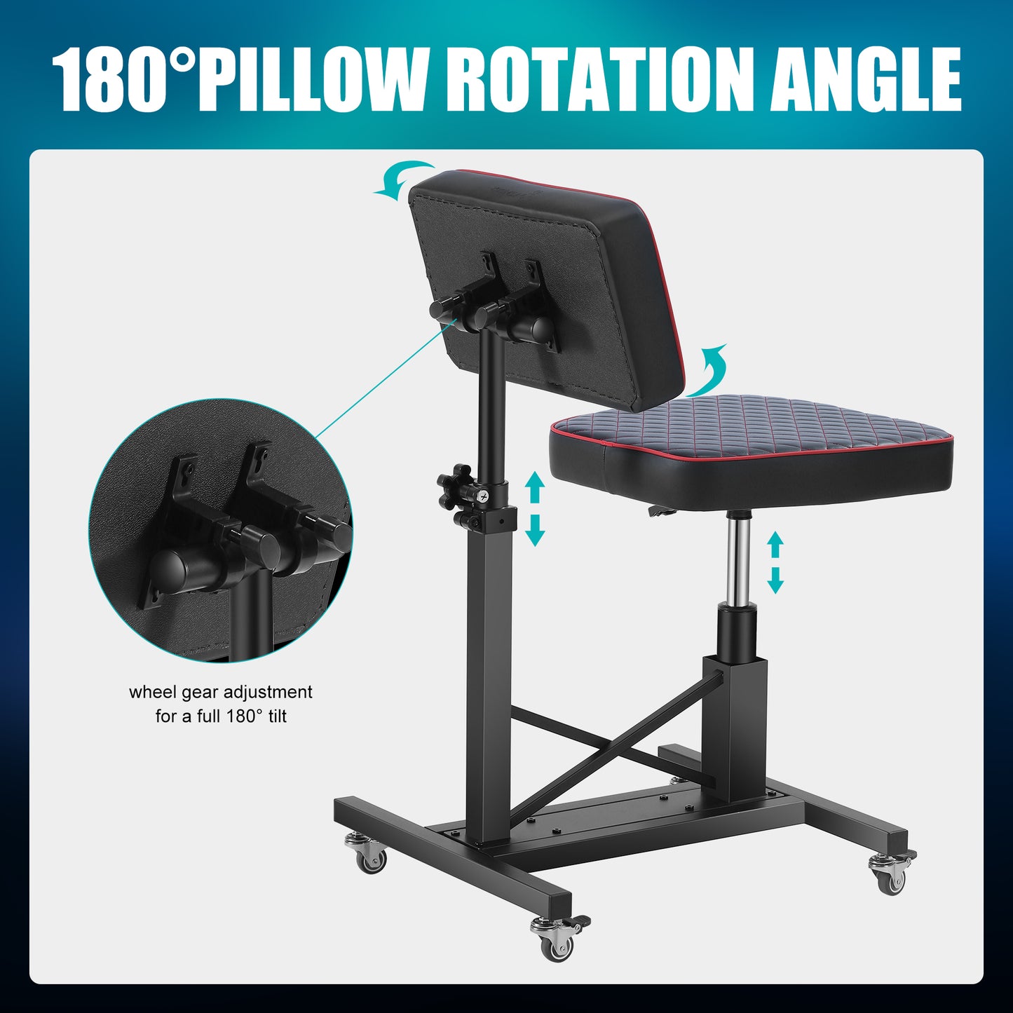 Poaremmy Tattoo Chair for Client with Arm Rest Tattoo Artist Chair Combo Armrest Stand On Wheels Adjustable Height by Hydraulic Device