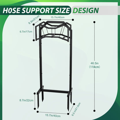 POARMEEY Garden Hose Holder with Sturdy Base,Heavy-Duty Metal Hose Holder Holds 150Ft,Rust-Proof Freestanding Hose Storage Rack for Outside, Yard, Lawn, Farm, Black