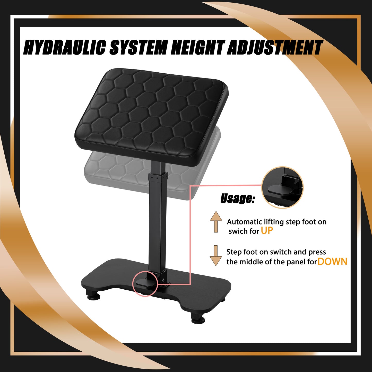 POARMEEY Tattoo Armrest Stand Hydraulic Device Height Adjustable Thickened Cushion Wood Grain Base Stability Strongly