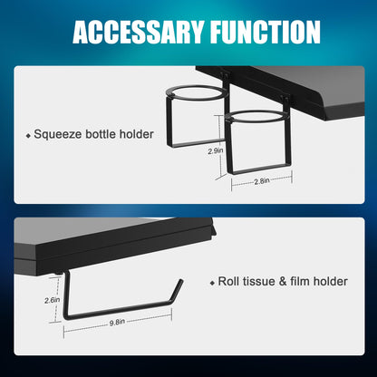 POARMEEY Premium Large Double Tier Rolling Workstation Table with 360 Degree Mute Universal Wheel for Tattoo Work,Beauty Salon Spa Stools Service Storage Tray
