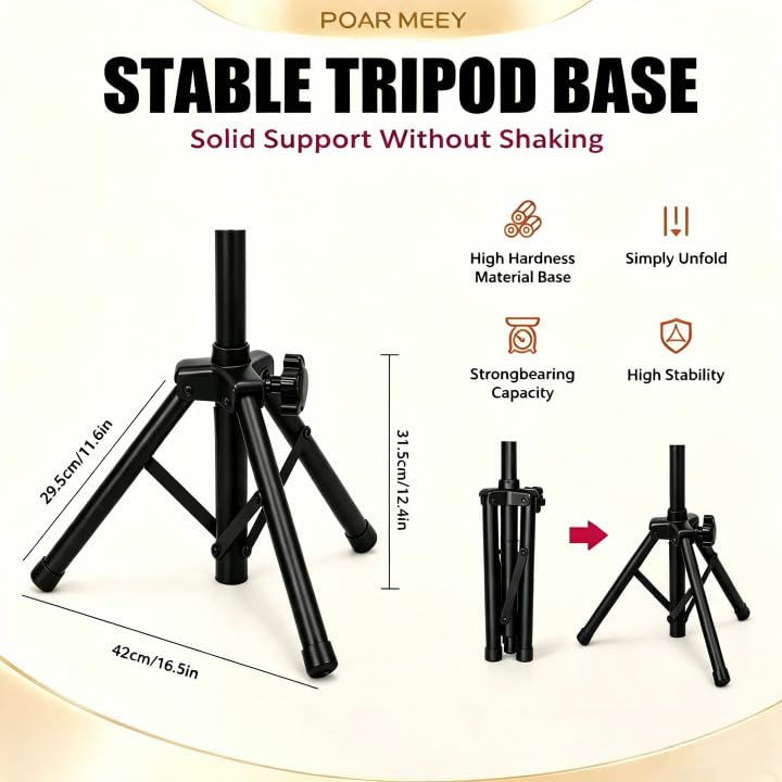 POARMEEY Foldable Tattoo Armrest Stand Embroidery Panel for Tattoo Studios，Adjustable Heigt Compact Tripod Stand for On-Site Tattoo, Pop-Up and Home Studio, Foldable & Portable, 2.5 kg Net Weight
