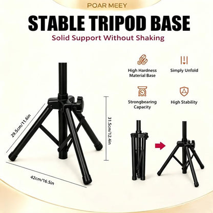 POARMEEY Foldable Tattoo Armrest Stand Embroidery Panel for Tattoo Studios，Adjustable Heigt Compact Tripod Stand for On-Site Tattoo, Pop-Up and Home Studio, Foldable & Portable, 2.5 kg Net Weight