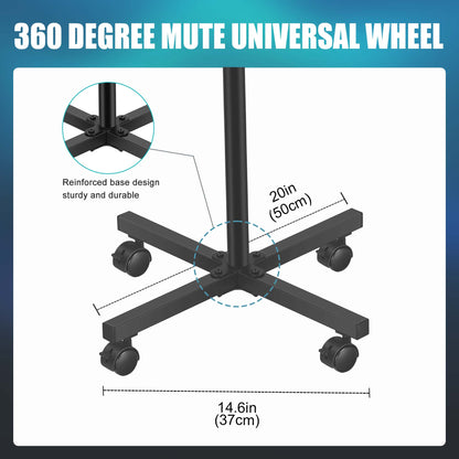 POARMEEY Salon Tray on Wheels Salon Rolling Cart with Professional Stainless Steel Tray Tattoo Stand with Adjustable Height Angle