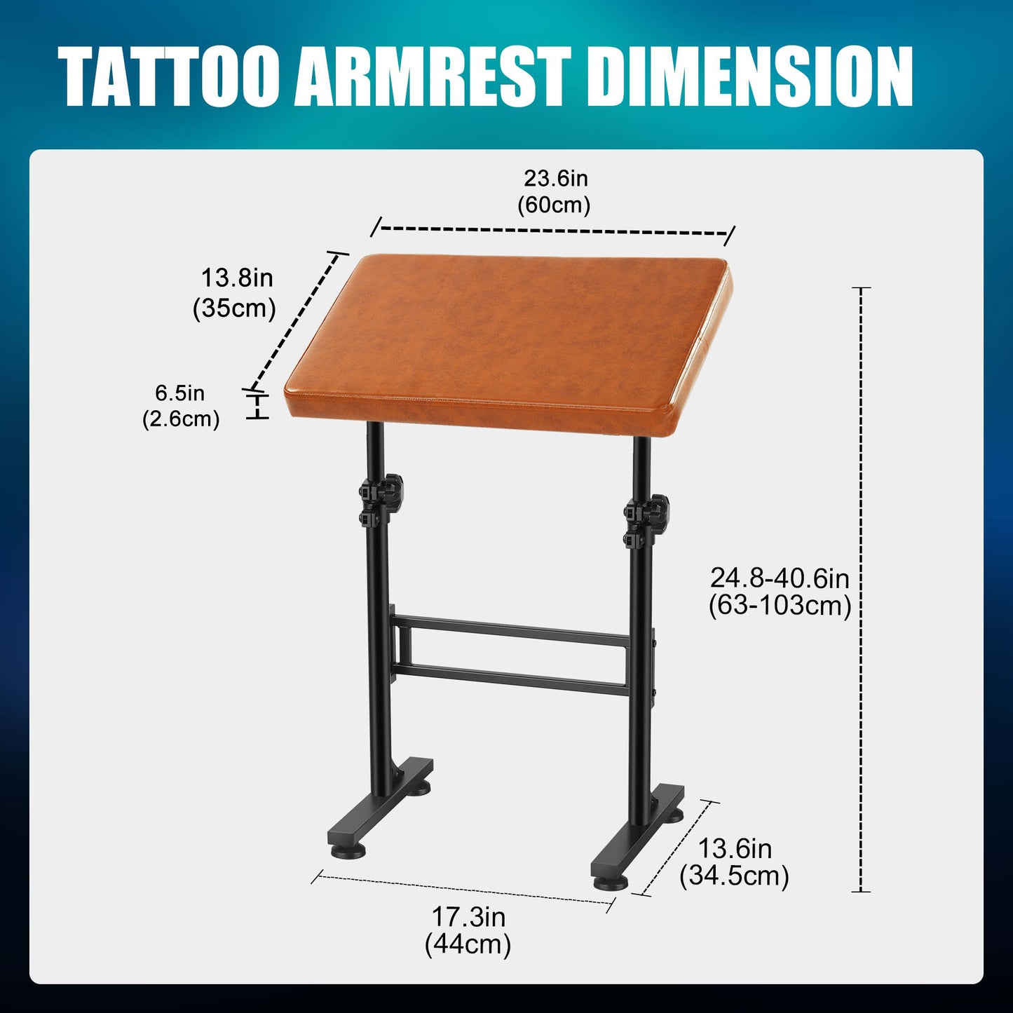 POARMEEY XXL Tattoo Arm Rest Stand Professional Tattoo Armrest with Large Soft Pillow and Adjustable Hight Angle for Studio