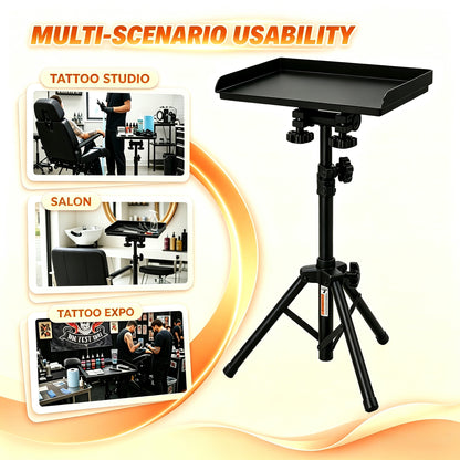 POARMEEY Foldable Tattoo Tray Stand with Carry Bag and Adjustable Height， Portable Design, Triangular Base，Tattoo Studio & Salon Use