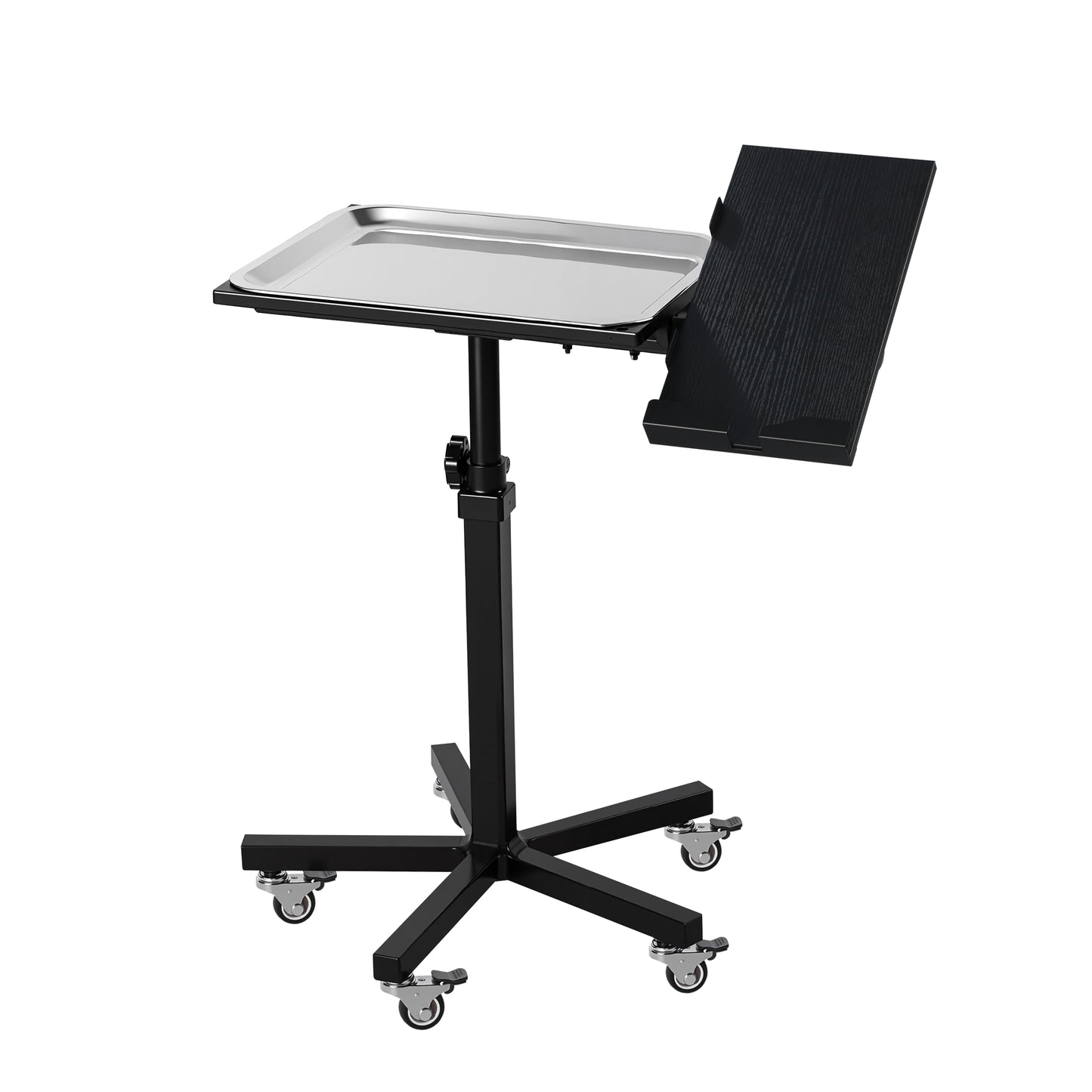 POARMEEY Mobile Tattoo Tray Cart with Wheels, Height Adjustable Stand, Removable Steel Tray, Rolling Tray for Salon and SPA Use