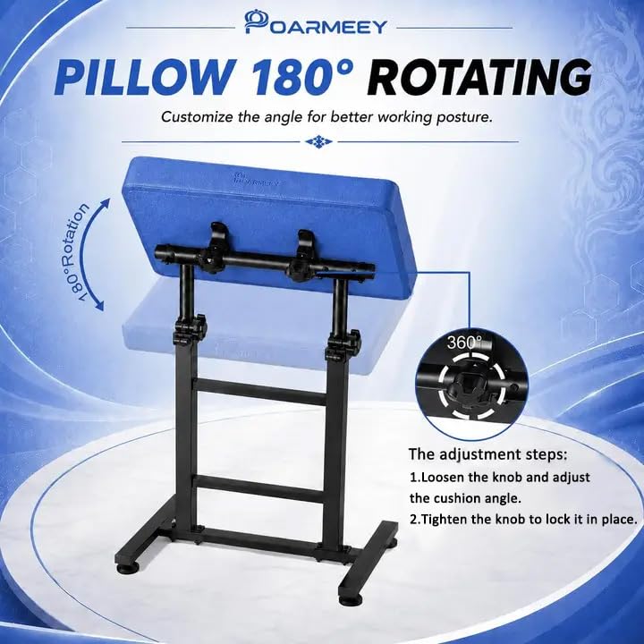 POARMEEY Tattoo Arm Rest XXL Height Adjustable for Tattoo Studio Royal Blue，Heavy‑duty Metal Frame Oversized padded PU leather 180° Tilt Stable Base Adjustable Height for Pro & Beginner Tattoo Artists Visit the Poarmeey Store