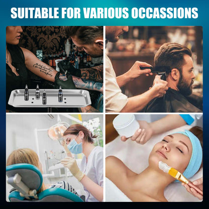 POARMEEY Salon Tray on Wheels Salon Rolling Cart with Professional Stainless Steel Tray Tattoo Stand with Adjustable Height Angle