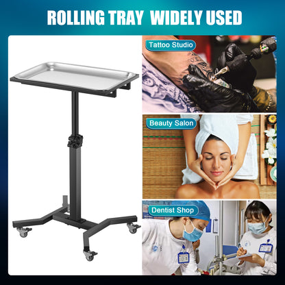 Poarmeey Tattoo Tray with Wheels Trolley Adjustable Height, Tattoo Stand Rolling Tray for Tattoo Studio