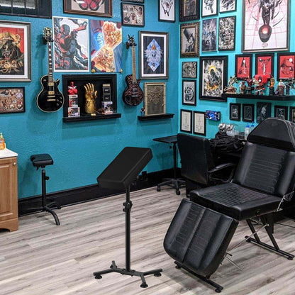 POARMEEY Tattoo Armrest Stand Professional Tattoo Armrest Adjustable Height Angle Made of Solid Metal Frame and Soft Leather Thick Cushion