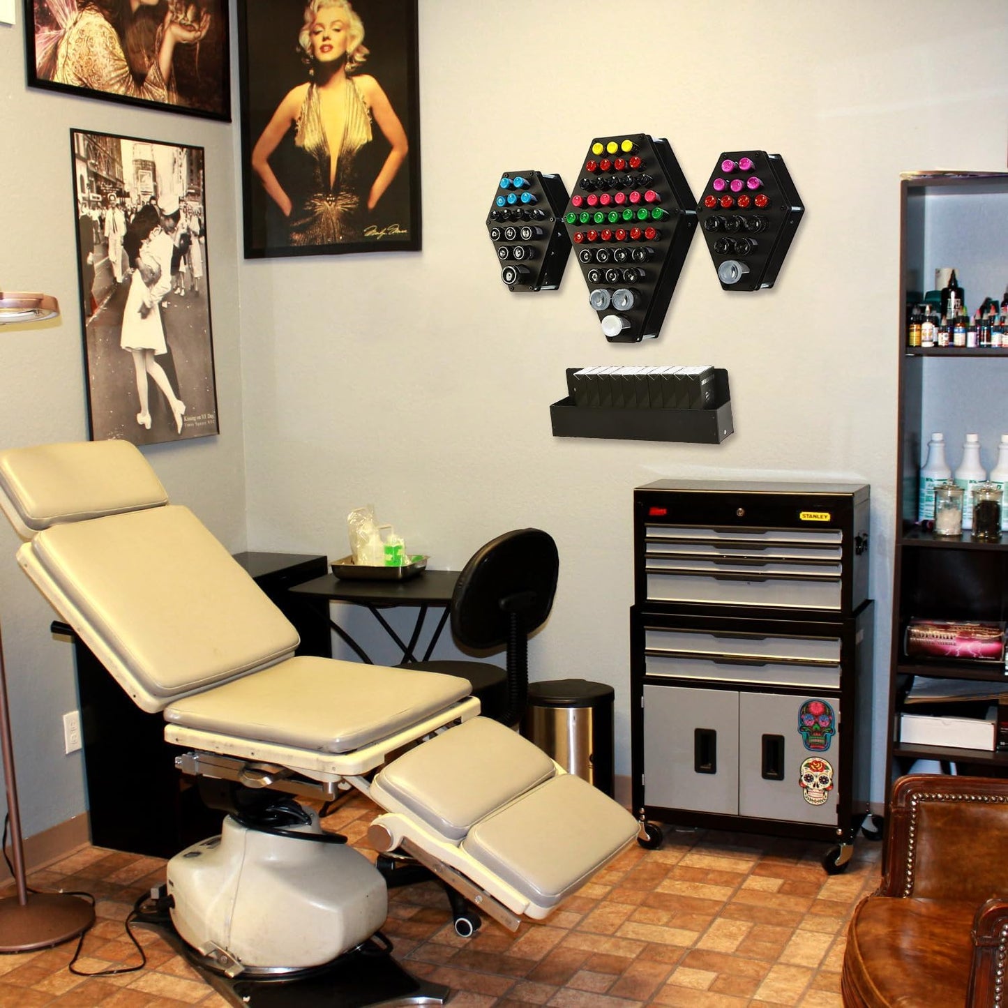 POARMEEY Tattoo Ink Rack Tattoo Holder,68 Holes Tattoo Permanent Makeup Pigment Ink Bottle Holder Stand Rack Organizer