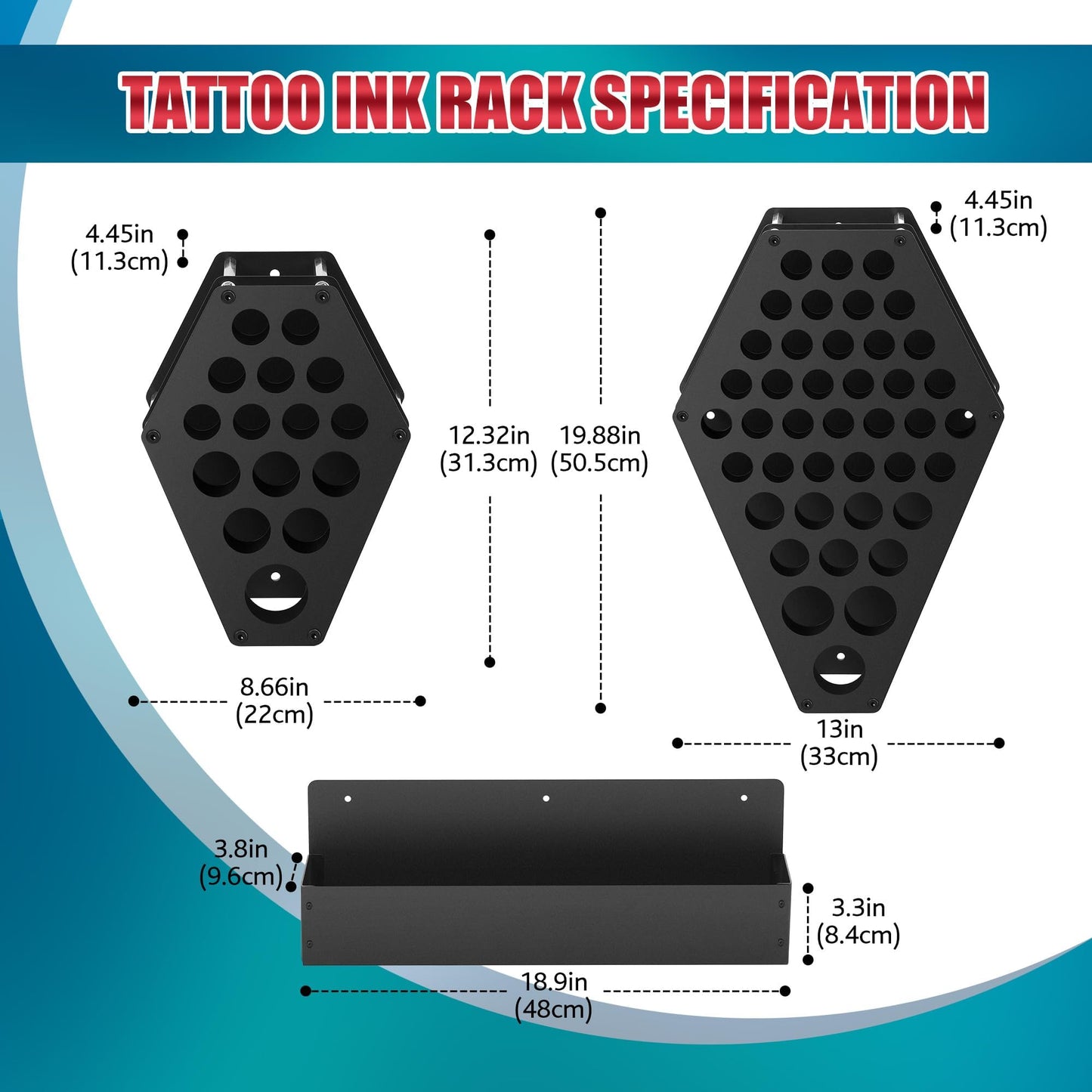 POARMEEY Tattoo Ink Rack Tattoo Holder,68 Holes Tattoo Permanent Makeup Pigment Ink Bottle Holder Stand Rack Organizer