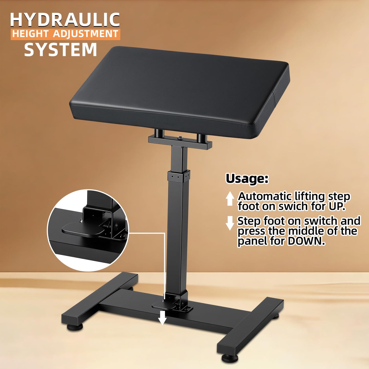 Upgraded Tattoo Arm rest XXL, Hydraulic System Adjustable Height, Heavy Duty Tattoo Arm Leg Stand, Soft Sponge Pad 180° Tilt for Tattoo Studio