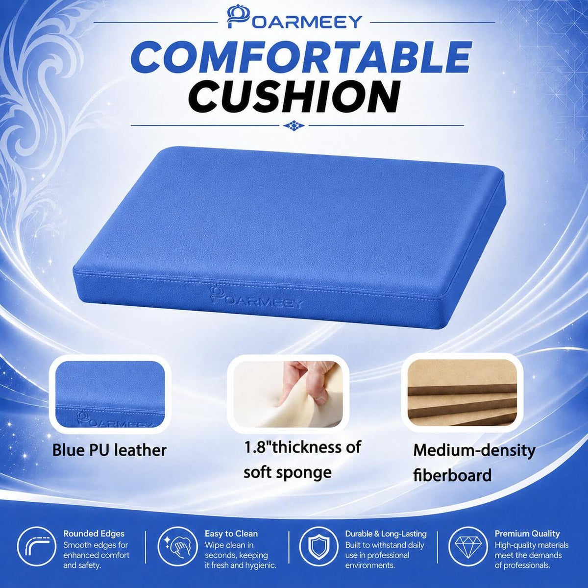 POARMEEY Tattoo Arm Rest XXL Height Adjustable for Tattoo Studio Royal Blue，Heavy‑duty Metal Frame Oversized padded PU leather 180° Tilt Stable Base Adjustable Height for Pro & Beginner Tattoo Artists Visit the Poarmeey Store