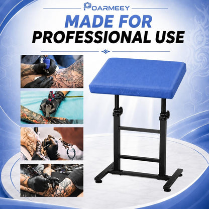 POARMEEY Tattoo Arm Rest XXL Height Adjustable for Tattoo Studio Royal Blue，Heavy‑duty Metal Frame Oversized padded PU leather 180° Tilt Stable Base Adjustable Height for Pro & Beginner Tattoo Artists Visit the Poarmeey Store