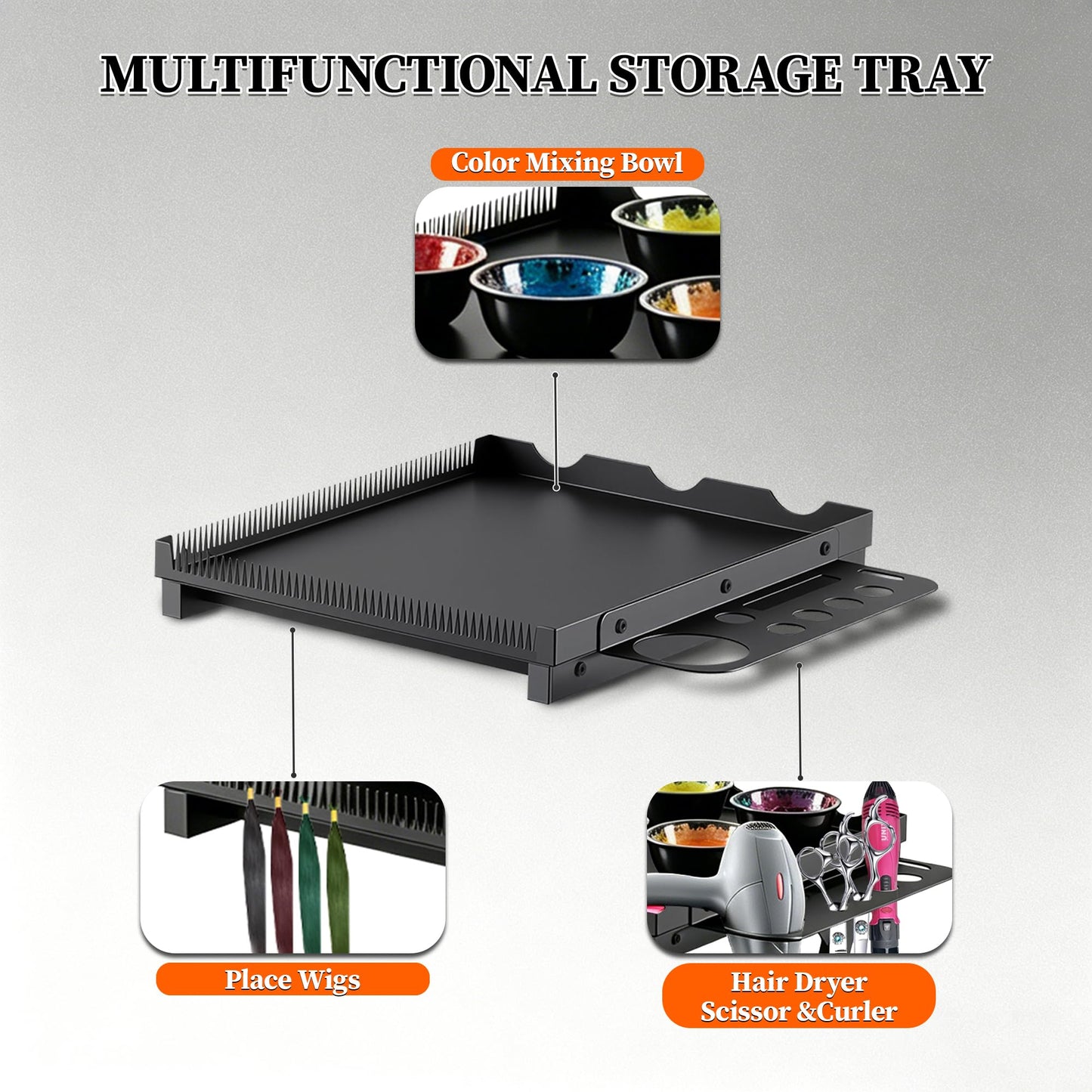 POARMEEY Multifunctional Salon Tray on Wheels, Premium Rolling Trolley Cart Tray, Large Mobile Workstation Table for Tattoo Barber Worlkshop, Beauty Spa Salon Storage