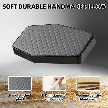 POARMEEY XXL Tattoo Armrest with Gold Metal Frame Large Tattoo Arm Rest Stand with Breathable Checkered Pillow that Can Rotate 180° Hydraulic Armrest with Foot Pedal to Adjust Height