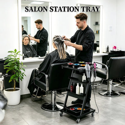 POARMEEY Multifunctional Salon Tray on Wheels, Premium Rolling Trolley Cart Tray, Large Mobile Workstation Table for Tattoo Barber Worlkshop, Beauty Spa Salon Storage