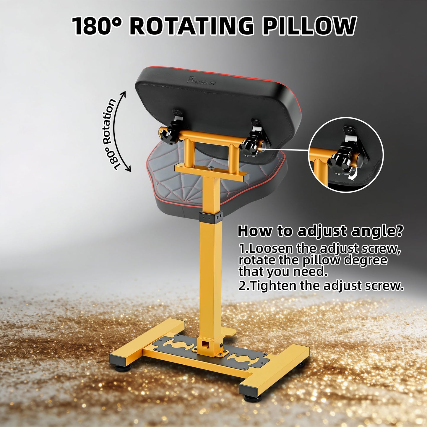 Luxury Tattoo Arm Stand with Spider Web Design - 180° Rotating Panel, Equipped with Hydraulic Lifting System Adjustable Height, Gold Frame & Stable Base for Professional Tattoo Artists
