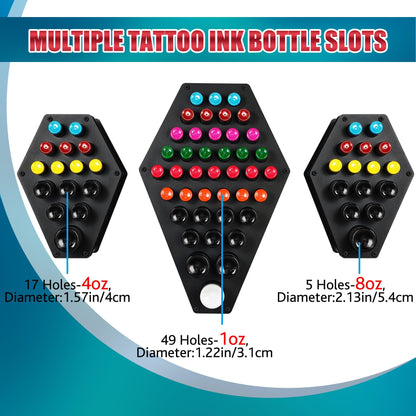 POARMEEY Tattoo Ink Rack Tattoo Holder,68 Holes Tattoo Permanent Makeup Pigment Ink Bottle Holder Stand Rack Organizer