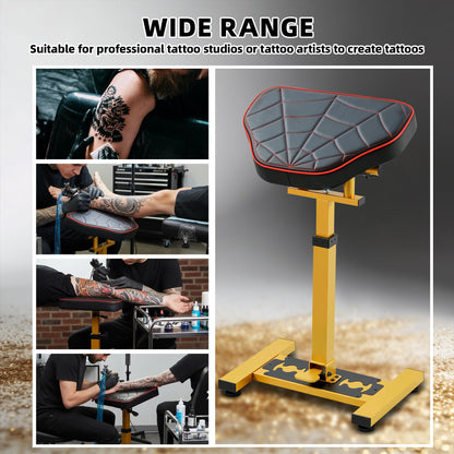 Luxury Tattoo Arm Stand with Spider Web Design - 180° Rotating Panel, Equipped with Hydraulic Lifting System Adjustable Height, Gold Frame & Stable Base for Professional Tattoo Artists