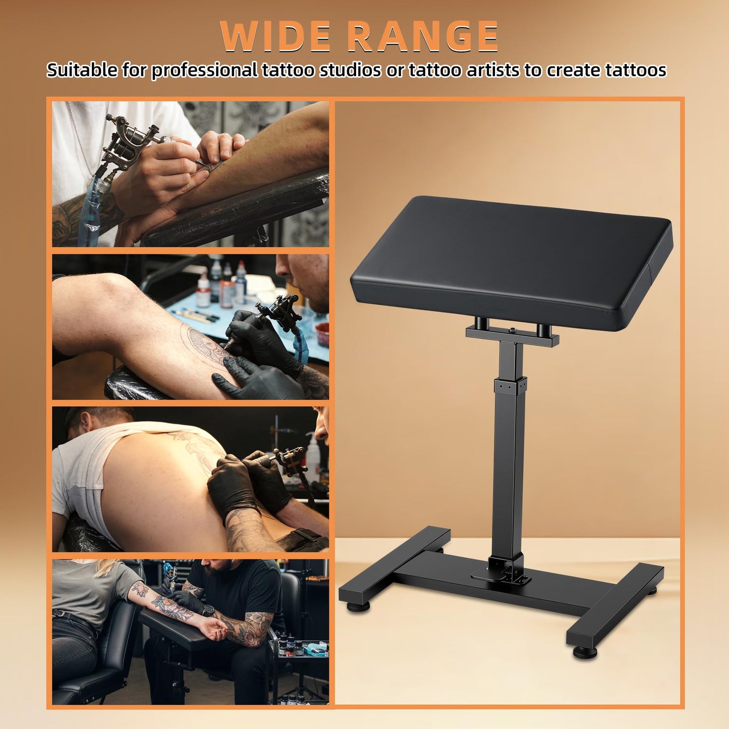 Upgraded Tattoo Arm rest XXL, Hydraulic System Adjustable Height, Heavy Duty Tattoo Arm Leg Stand, Soft Sponge Pad 180° Tilt for Tattoo Studio