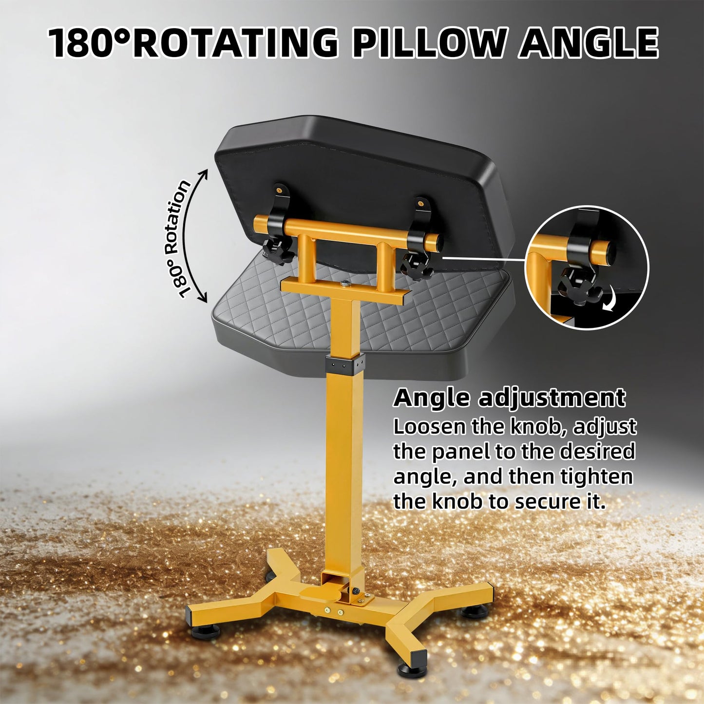 POARMEEY XXL Tattoo Armrest with Gold Metal Frame Large Tattoo Arm Rest Stand with Breathable Checkered Pillow that Can Rotate 180° Hydraulic Armrest with Foot Pedal to Adjust Height