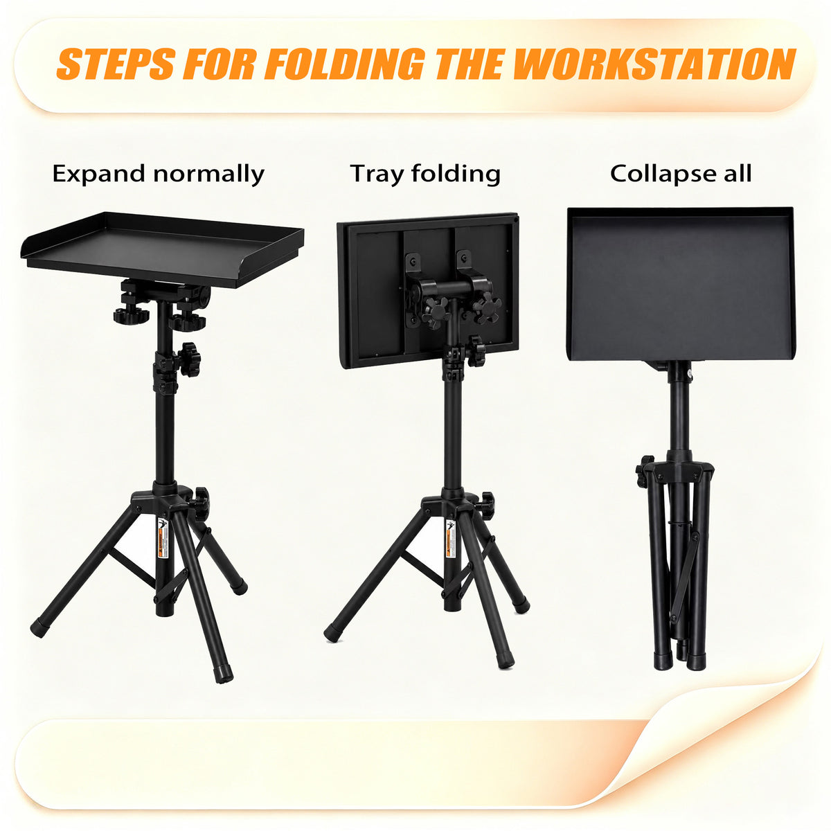 POARMEEY Foldable Tattoo Tray Stand with Carry Bag and Adjustable Height， Portable Design, Triangular Base，Tattoo Studio & Salon Use