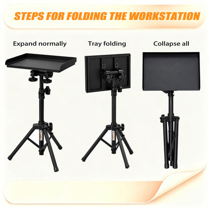 POARMEEY Foldable Tattoo Tray Stand with Carry Bag and Adjustable Height， Portable Design, Triangular Base，Tattoo Studio & Salon Use