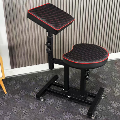 Poarmeey Adjustable Tattoo Arm Rest Chair, Mobile Portable Stool with Wheels, Black Tattoo Chair with Armrest for Artists